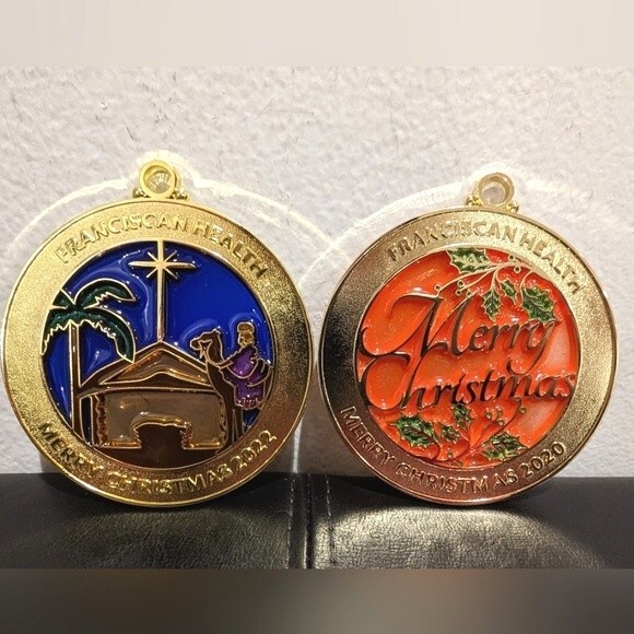 Franciscan Health Metal and Stained Glass Christmas Ornaments 2020 and 2022 - Picture 3 of 10